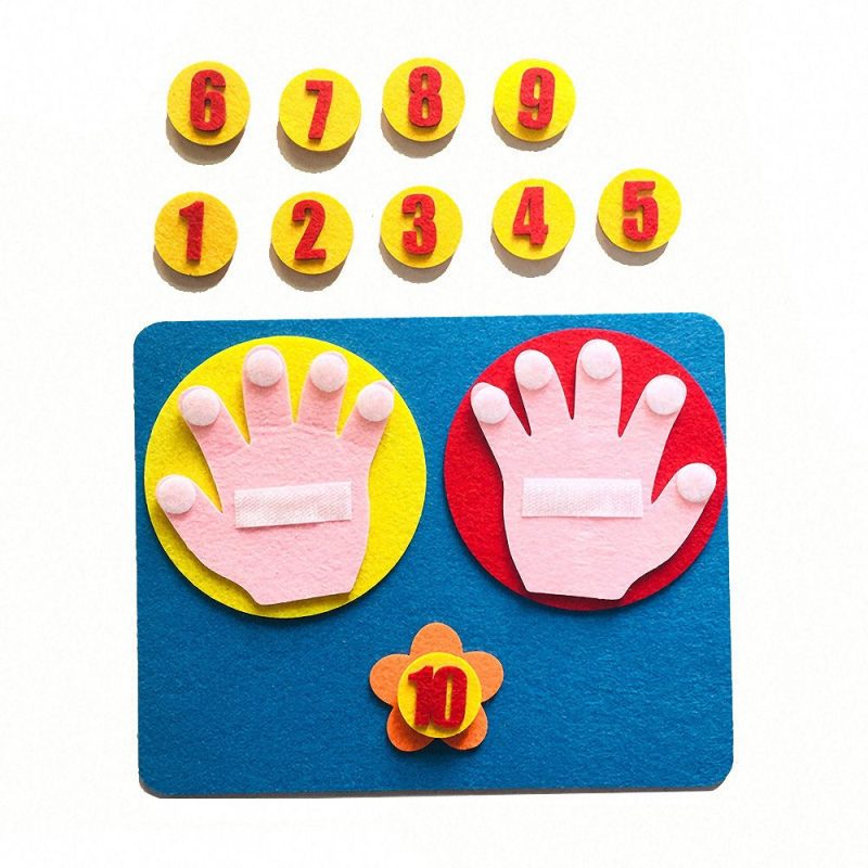 Mains scratch, pour apprendre à compter, avec deux mains une gauche et une droite et des chiffres de 1 à 10 au dessus