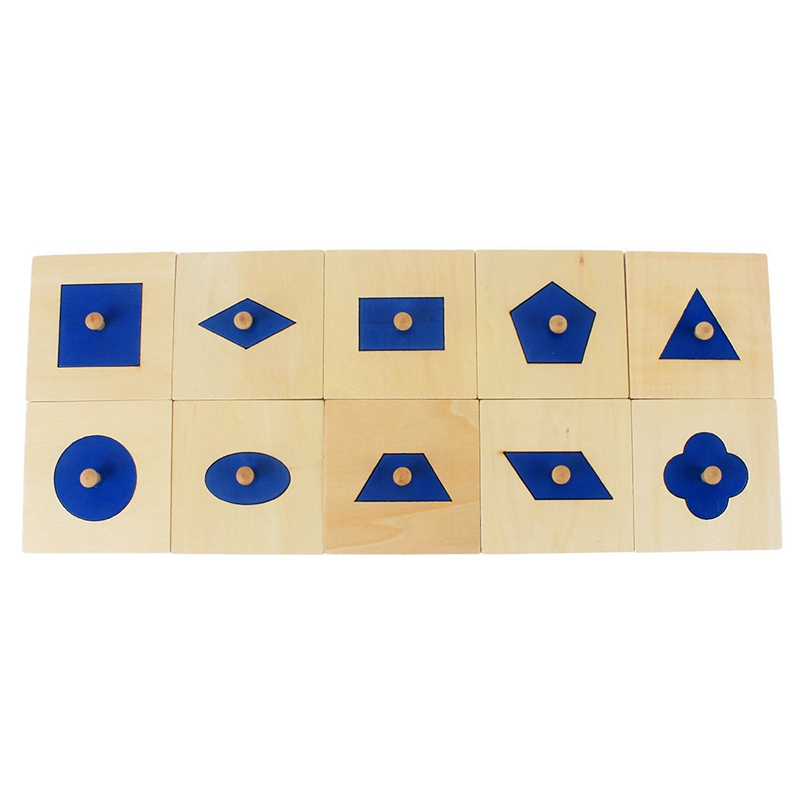 Puzzle en bois d'apprentissage des formes, de couleurs bleues, 10 pièces