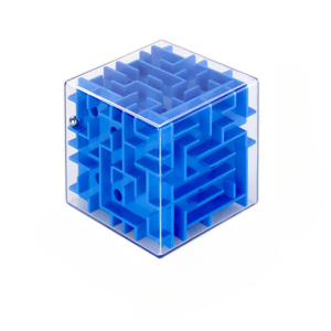 Cube magique en plastique bleu, labyrinthe 3D, avec une boule à l'intérieur