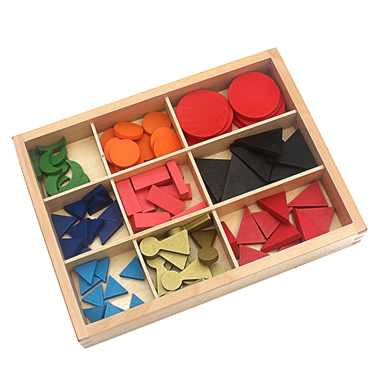Boîte de jeu en bois, apprendre les formes et les couleurs, rangé divers compartiments de la boite