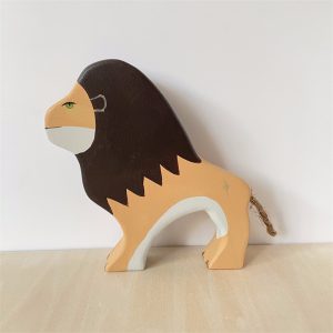 Figurines d'animaux en bois pour enfants représentant un lion orange noir et blanc
