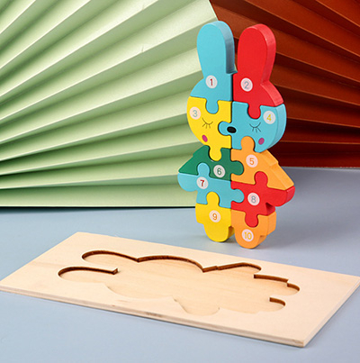 Puzzle en bois d'animaux colorés à 10 pièces - Un petit génie