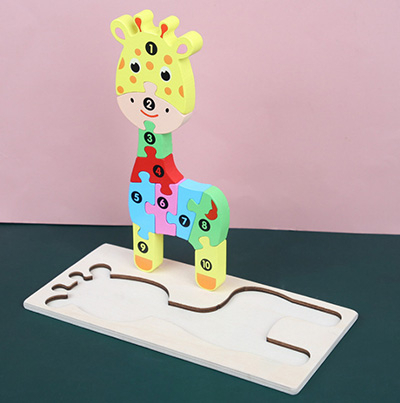 Puzzle 3D en bois coloré pour enfants aux motifs d'animaux - Petits  Moussaillons