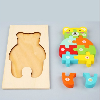 Puzzle 3D en bois coloré pour enfants aux motifs d'animaux - Petits  Moussaillons