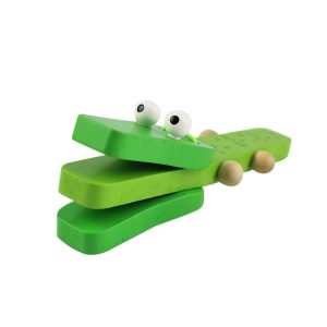 Castagnettes en bois en forme de crocodile vert