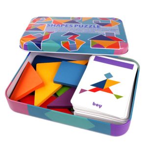 Jeu puzzle montessori coloré dans boite