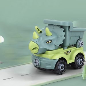 Jouet pour bébé, bloc de construction d'un chariot dinosaure de type triceratops de couleur verte, en forme de camion benne