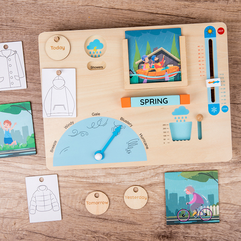 Busy board Montessori station météo en bois pour enfant - Un petit génie