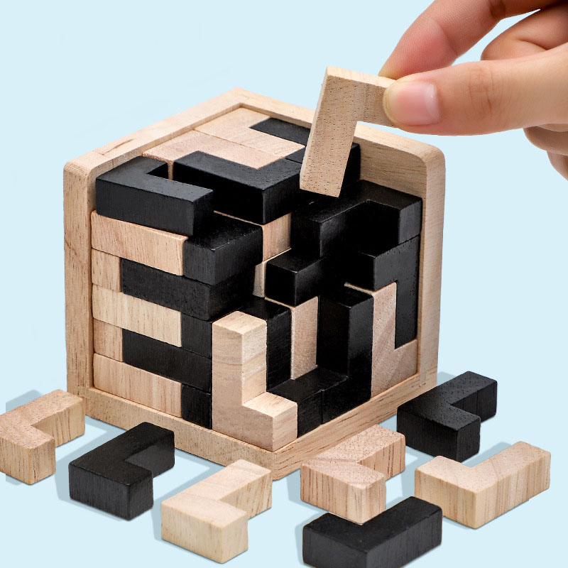 Cube montessori puzzle bois 3D