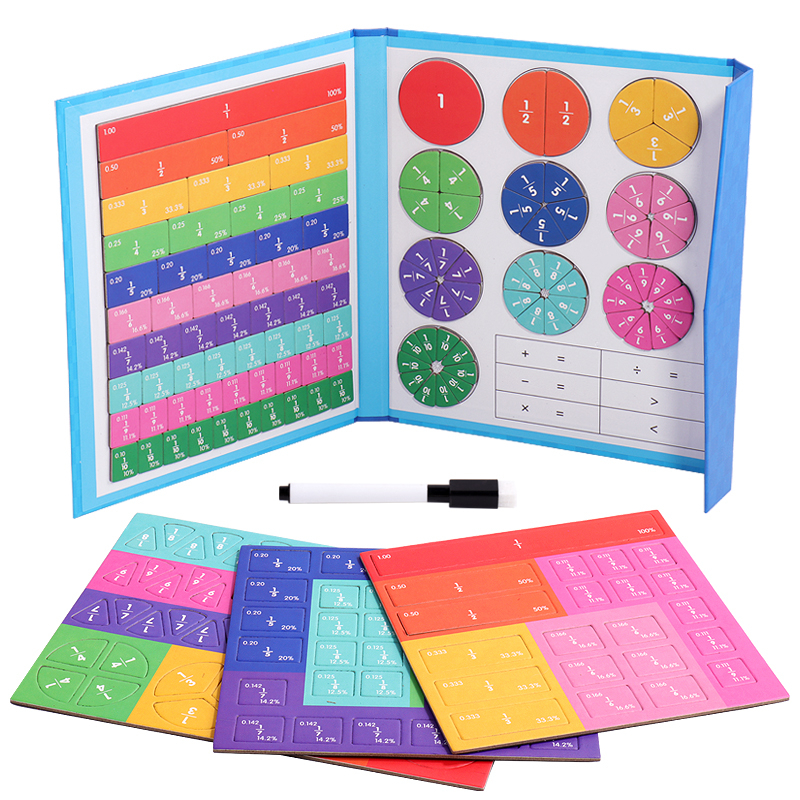 Livre d'activité montessori de calculs mathématiques, coloré, avec des feuilles et un stylo au milieu