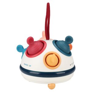 Jouet bébé montessori développement sensoriel, multicolore, soucoupe avec des petits jeux colorés dessus