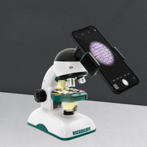 Microscope enfant zoom 1200x à hauteur ajustable sur fond gris