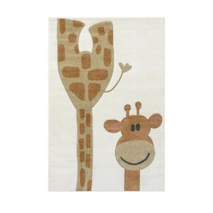 Tapis motricité rectangulaire avec imprimé girafe sur fond blanc